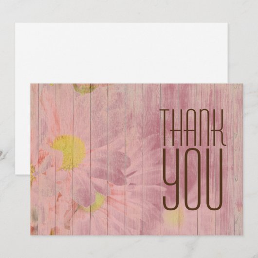 Moderne Professionele Roze Gouden Bloemige Minimal Bedankkaart (Voorkant / Achterkant)