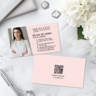 Moderne professionele roze QR-code fotologo Visitekaartje