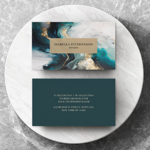 Moderne professionele turquoise gouden abstract on visitekaartje