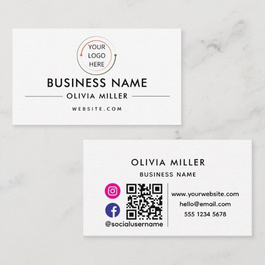 Moderne professionele visitekaartje met QR-code (Voorkant / Achterkant)