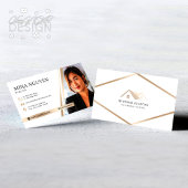 Moderne Professionele Wit & Beige makelaar Foto Visitekaartje