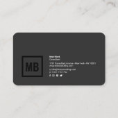 Moderne professionele zwart-wit eenvoudige elegant visitekaartje (Achterkant)