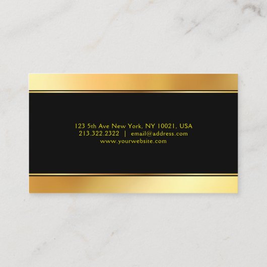 Moderne professionele zwarte en gouden eenvoudige visitekaartje (Achterkant)