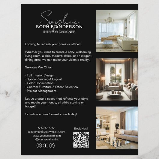 Moderne professionele zwarte onderneming flyer (Voorkant)