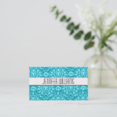 Moderne professionnel Aqua Damask Cartes de visite (Debout devant)
