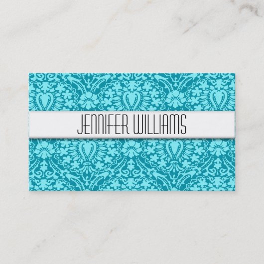 Moderne professionnel Aqua Damask Cartes de visite (Devant)