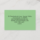 Moderne Professionnel Vert Carte de visite tendanc (Dos)