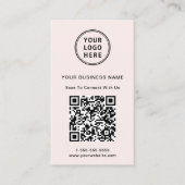 Moderne Promotie Logo QR Code Roze Visitekaartje (Voorkant)