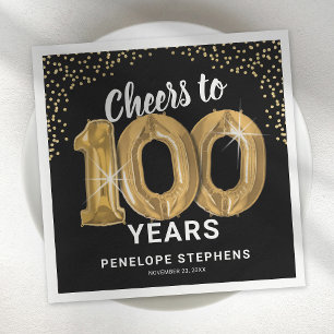 Moderne proost op 100 jaar verjaardag servetten