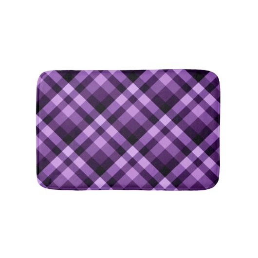 Moderne pruim Paarse geruite motief kleine badmat (Voorkant)