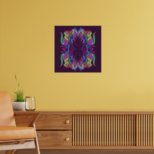 Moderne psychedelische mandala poster (Woonkamer 2)