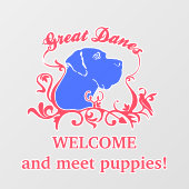 Moderne Puppy Verkoper Welkomststicker Raamsticker (Vel)