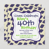 Moderne purple Lime 40e anniversaire Invitations d (Devant / Derrière)