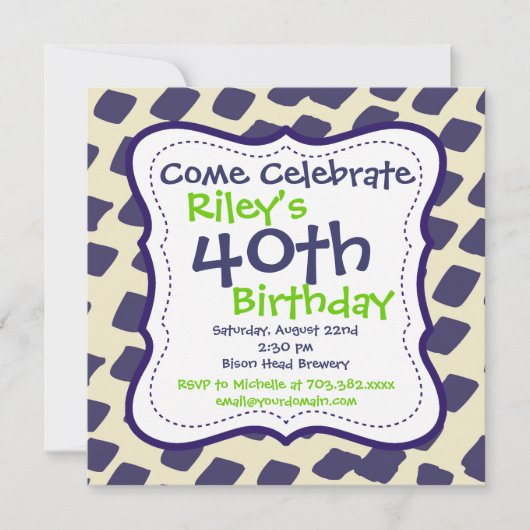 Moderne purple Lime 40e anniversaire Invitations d (Devant)