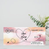 Moderne QR Code Air Ticket Boarding Pass Bruiloft Kaart (Staand voorkant)