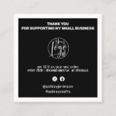 Moderne QR-code bedankt dat u zwart wit bestelt Vierkante Visitekaartje (Achterkant)