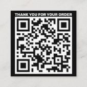 Moderne QR-code bedankt dat u zwart wit bestelt Vierkante Visitekaartje (Voorkant)