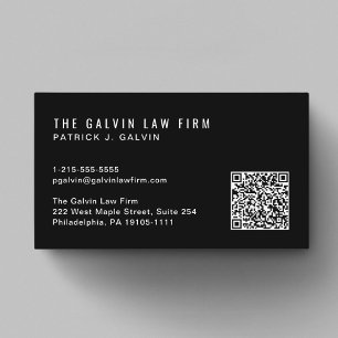 Moderne QR Code Bedrijf Medewerker Zwart Visitekaartje