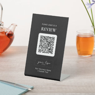 Moderne QR-code bedrijfsbeoordeling Reclamebord Met Voetstuk