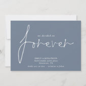 Moderne QR Code Besloten op Forever Dusty Blue Save The Date (Voorkant)