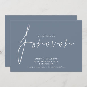 Moderne QR Code Besloten op Forever Dusty Blue Save The Date