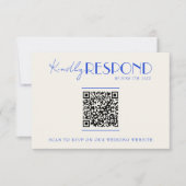 Moderne QR Code Blauw Retro Frans Whimsical Bruilo RSVP Kaartje (Voorkant)