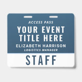 Moderne QR Code Blauwe Event Toegangs-ID Badge (Voorzijde)