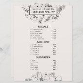 Moderne QR Code Blush Zwart 3 Diensten Spa Menu (Voorkant / Achterkant)