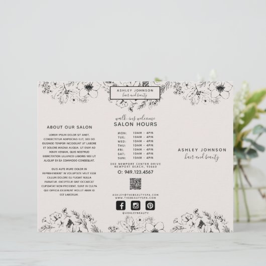 Moderne QR Code Botanische Blush Foto's Brochure (Staand voorkant)