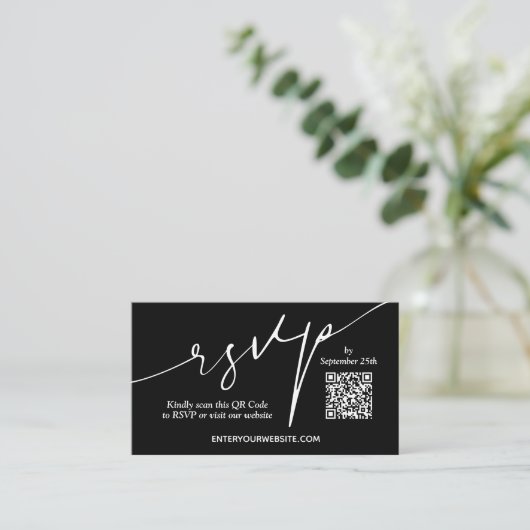 Moderne QR-code bruiloft Informatiekaartje (Staand voorkant)