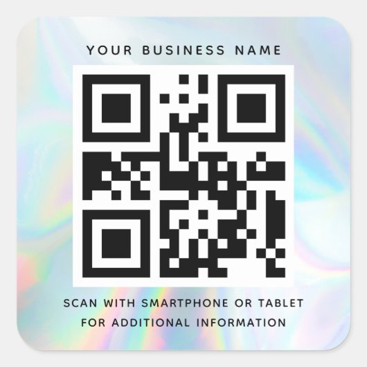 Moderne QR-code Business Iridescent Professional Vierkante Sticker (Voorkant)