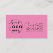 Moderne QR Code Custom Logo Social Media Roze Visitekaartje (Achterkant)