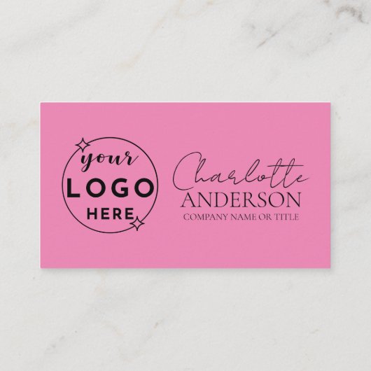 Moderne QR Code Custom Logo Social Media Roze Visitekaartje (Achterkant)