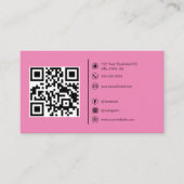 Moderne QR Code Custom Logo Social Media Roze Visitekaartje (Voorkant)