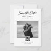 Moderne QR-code Elegante Foto Bruiloft Save the Da Date (Voorkant)
