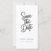 Moderne QR-code Elegante Script Foto Bruiloft Save The Date (Voorkant)