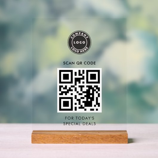 Moderne QR Code en Business Logo Dagelijkse Update Acryl Bord (Neutraal)