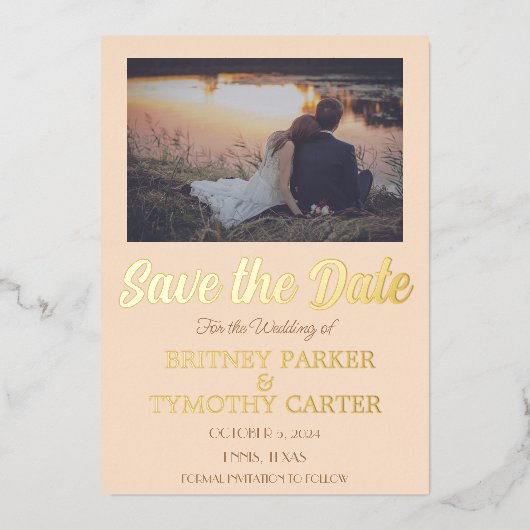 Moderne QR-code Folie met champagne Ivory Wedding Uitnodiging (Voorkant)