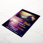 Moderne QR-code Foto Celestial Galaxy Wedding Folie Uitnodiging (Gedraaid)