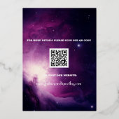 Moderne QR-code Foto Celestial Galaxy Wedding Folie Uitnodiging (Achterkant)