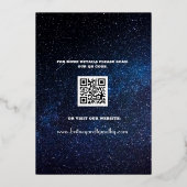 Moderne QR-code Foto Celestial Galaxy Wedding Folie Uitnodiging (Achterkant)