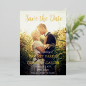 Moderne QR Code Foto Champagne Ivory Wedding Folie Uitnodiging (Staand Voorkant)