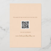 Moderne QR Code Foto Champagne Ivory Wedding Folie Uitnodiging (Achterkant)