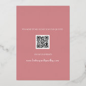 Moderne QR Code Foto Dusty Roos Weddenschap Folie Uitnodiging (Achterkant)