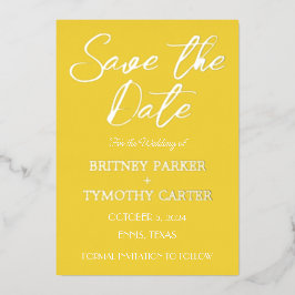 Moderne QR Code Foto Geel Manuscript Weddenschap Folie Uitnodiging