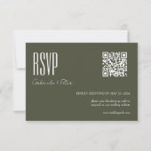 Moderne QR Code Foto Minimalist Olive Green RSVP Kaartje (Voorkant)