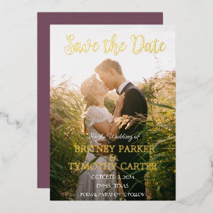 Moderne QR Code Foto Paars lavender Weddenschap Folie Uitnodiging