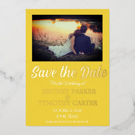 Moderne QR-code Fotogeel bruiloft Gold Foil Folie Uitnodiging