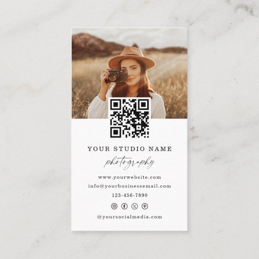 Moderne QR Code fotograaf Visitekaartje (Achterkant)