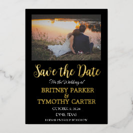 Moderne QR Code Fotokalligrafie Black Weddenschap Folie Uitnodiging